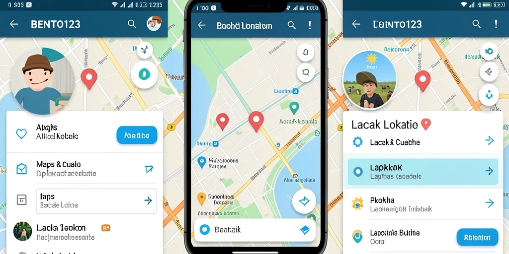 Screenshot utama BENTO123 menunjukkan peta interaktif dengan lokasi yang dilacak.