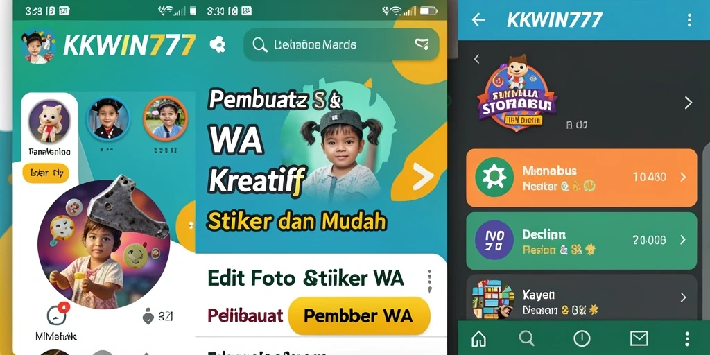 Tampilan antarmuka dan fungsi KKWIN777 untuk Pembuat Stiker WA.