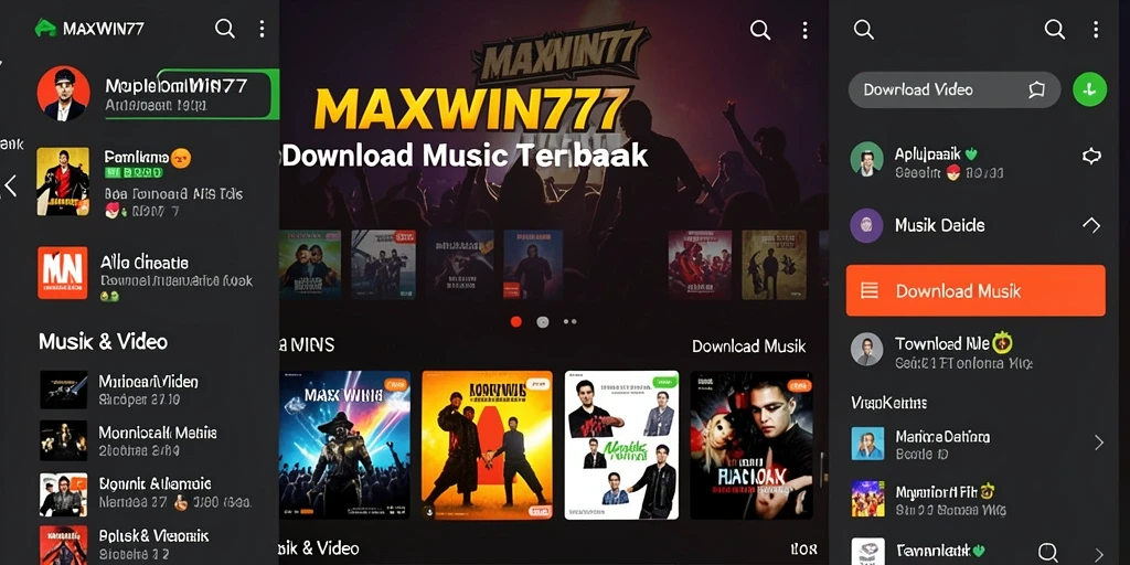 Tampilan antarmuka aplikasi MAXWIN77 untuk Download Musik yang mudah digunakan.