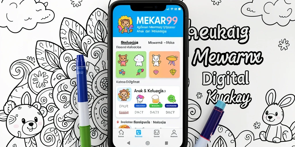 Tampilan antarmuka MEKAR99 yang ramah anak dengan berbagai pilihan warna.