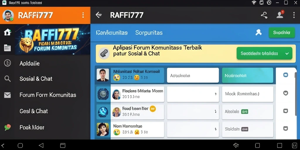 Tampilan antarmuka aplikasi Forum Komunitas RAFFI777.