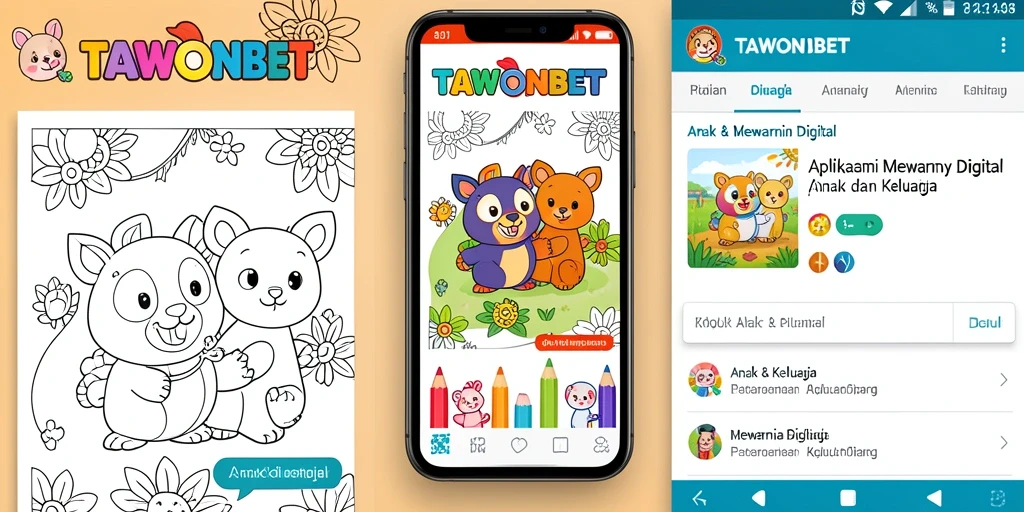 Tampilan antarmuka TAWONBET dengan berbagai gambar mewarnai.