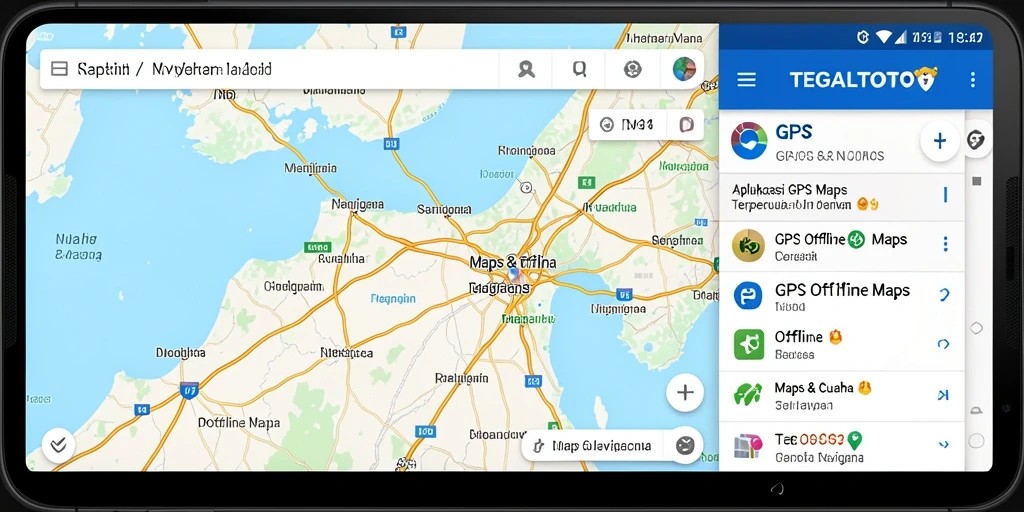 Antarmuka TEGALTOTO yang memudahkan navigasi GPS Offline Maps.